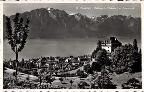 Ak Clarens Montreux Kanton Waadt, Schloss Châtelard und Grammont