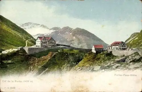 Ak Oberwald Kanton Wallis, Furka Hotel, Furka Pass Höhe