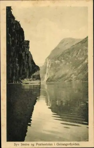 Ak Geirangerfjord Norwegen, Syv Sostre og Praekestolen