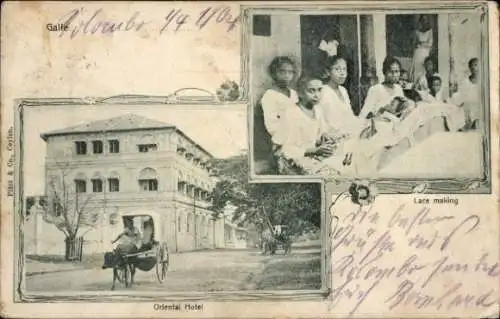 Ak Galle Ceylon Sri Lanka, Oriental Hotel, Spitzenherstellung