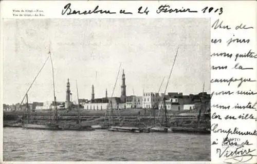 Ak Ägypten, Ort vom Wasser aus gesehen