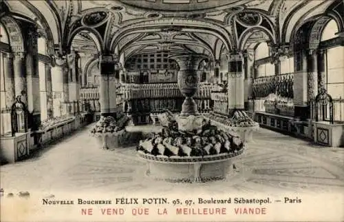 Ak Paris II., New Boucherie Félix Potin, Innenraum, Boulevard Sebastopol
