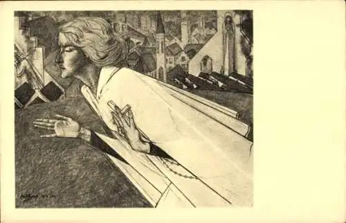 Künstler Ak Toorop, Jan, Het heilige schreed