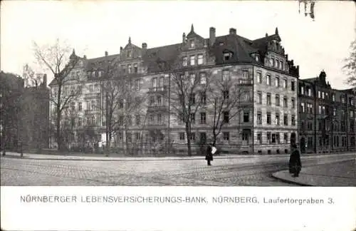 Ak Nürnberg in Mittelfranken, Nürnberger Lebensversicherungs-Bank, Laufertorgraben 3