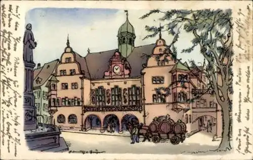 Künstler Ak v. Geyer, H., Freiburg im Breisgau, Rathaus