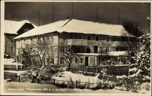 Ak Altglashütten Feldberg im Schwarzwald, Gasthof und Pension zum Hirschen, Winter