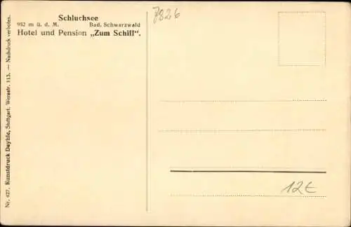 Ak Schluchsee im Schwarzwald, Hotel und Pension Zum Schiff