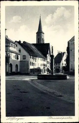 Ak Löffingen im Schwarzwald, Teilansicht, Brunnen