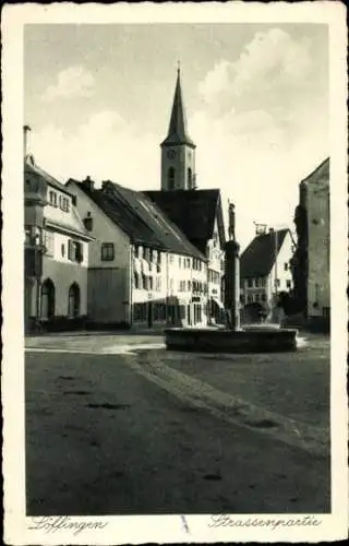 Ak Löffingen im Schwarzwald, Teilansicht, Brunnen