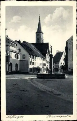 Ak Löffingen im Schwarzwald, Teilansicht, Brunnen