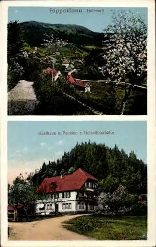 Ak Bad Rippoldsau Schapbach im Schwarzwald, Gesamtansicht, Baum, Gasthaus Holzwäldlerhöhe