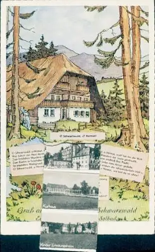 Leporello Ak Bad Dürrheim im Schwarzwald, Schwarzwaldhaus, Kurhaus, Kinder Erholungsheim, Gedicht