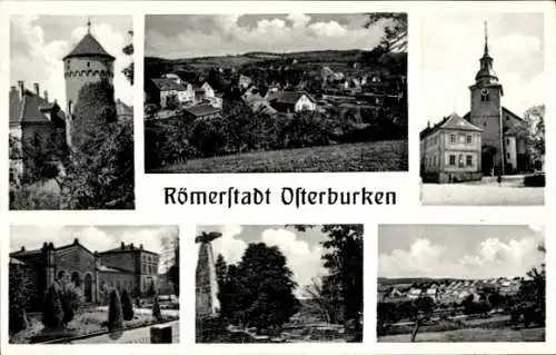 Ak Osterburken im Neckar Odenwald Kreis, Panorama vom Ort, Kilianskirche, Stadtturm