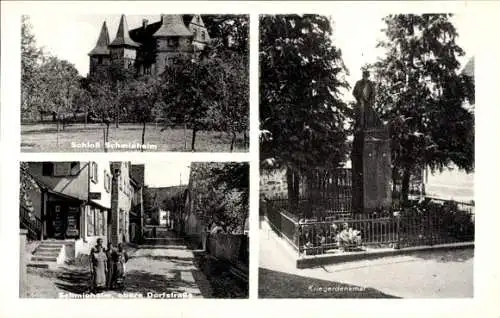 Ak Schmieheim Kippenheim im Ortenaukreis, Schloss, obere Dorfstraße, Kriegerdenkmal