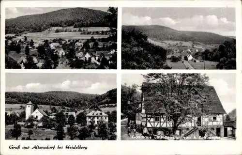 Ak Altneudorf Schönau im Odenwald, Gesamtansicht, Gasthaus und Pension von R. Rehberger