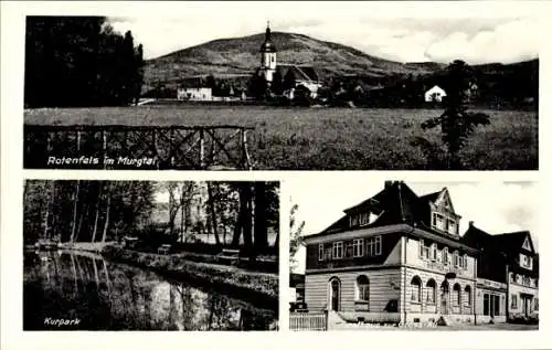 Ak Bad Rotenfels Gaggenau im Murgtal, Teilansicht, Kurpark, Gasthof zur Gross-Au