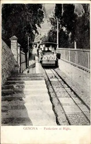 Ak Genova Genua Liguria, Straßenbahn, Funicolare al Righi