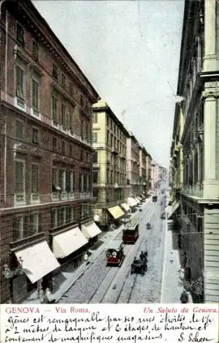 Ak Genova Genua Liguria, Via Roma, Straßenansicht