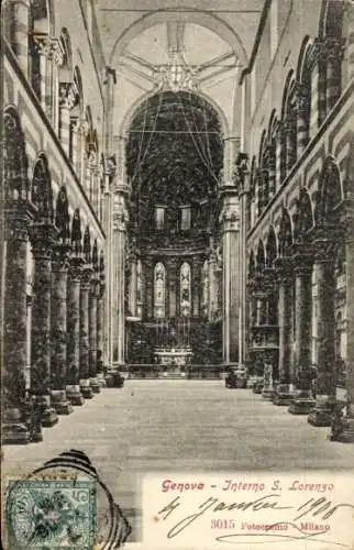 Ak Genova Genua Liguria, Inneres der S. Lorenzo Kirche