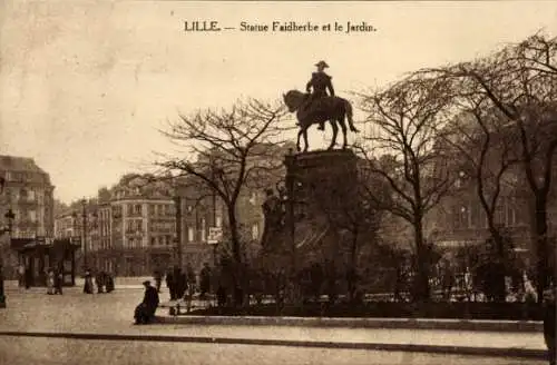 Ak Lille Nord, Statue Faidherbe, Jardin
