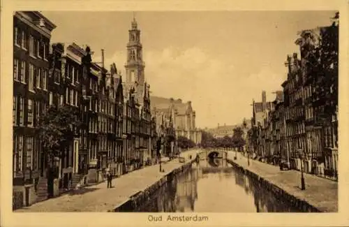 Ak Amsterdam Nordholland Niederlande, Oud Amsterdam, Häuser am Wasser