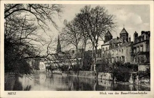 Ak Metz Moselle, Blick von der Benediktinerbrücke