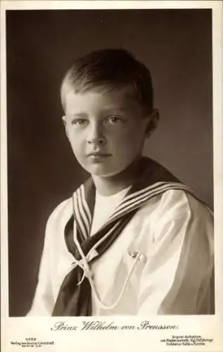 Ak Prinz Wilhelm von Preußen, Portrait, Matrosenanzug