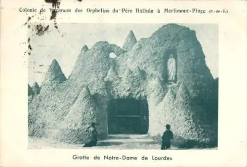 Ak Merlimont Pas de Calais, Höhle von Notre Dame de Lourdes