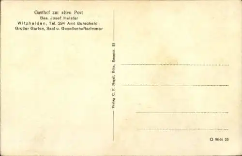 Ak Witzhelden Leichlingen im Rheinland, Gasthof zur alten Post