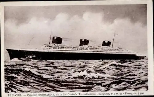 Ak Dampfer Normandie, CGT, French Line