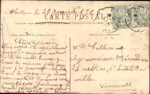 Ak Vermenschlichtes Vogelpaar auf einem Zweig