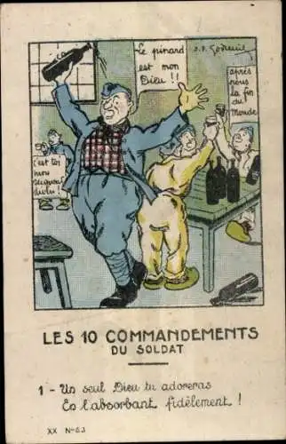 Künstler Ak Die 10 Gebote des Soldaten, nur einen Gott, den Sie anbeten werden