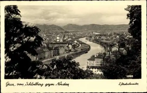 Ak Graz Steiermark, Durchblick vom Schlossberg gegen Norden