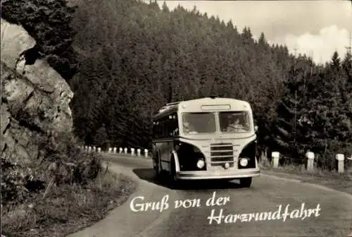 Ak Gruß von der Harzrundfahrt, Autobus