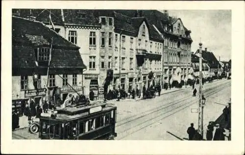 Ak Liepaja Libau Lettland, Große Straße, Straßenbahn