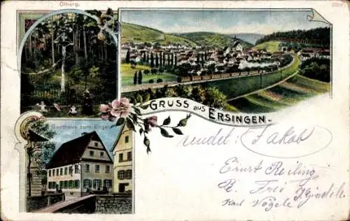 Ak Ersingen Kämpfelbach in Baden, Gesamtansicht, Gasthaus zum Engel, Ölberg
