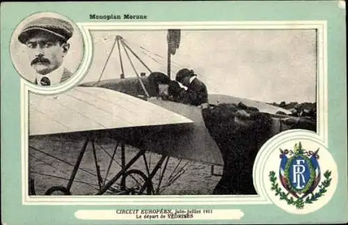 Ak Aviation, European Circuit 1911, Abflug von Vedrines, Morane-Eindecker