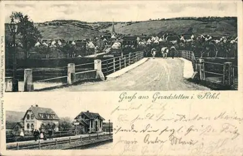 Ak Geradstetten Remshalden in Württemberg, Gesamtansicht, Bahnhof, Restauration