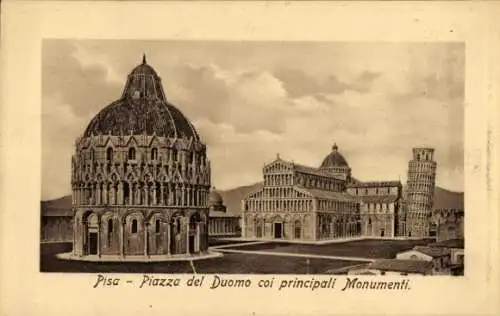 Ak Pisa Toscana, Battistero e Piazza del Duomo
