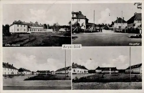 Ak Orzysz Arys Ostpreußen, Truppenübungsplatz, Haupttor, Offizier-Kasino