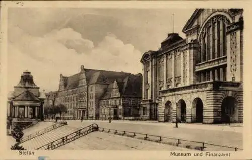 Ak Szczecin Stettin Pommern, Museum, Finanzamt