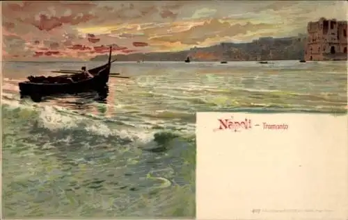 Künstler Ak Napoli Neapel Campania, Tramonto, Boot