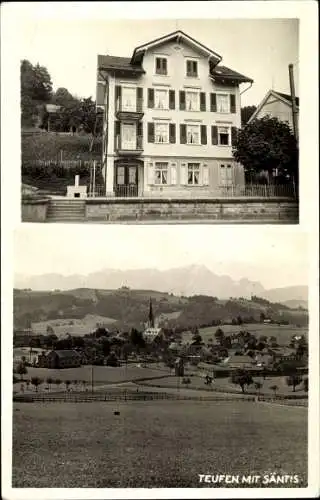 Ak Teufen Kanton Appenzell Ausserrhoden Schweiz, Gesamtansicht mit Säntis, Haus