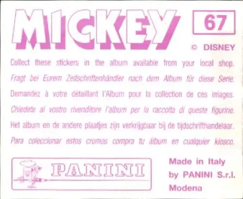 Sammelbild Disney Mickey Nr. 67 Micky Maus