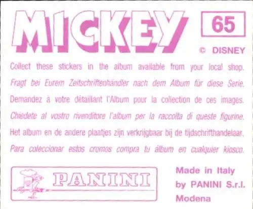 Sammelbild Disney Mickey Nr. 65 Micky Maus