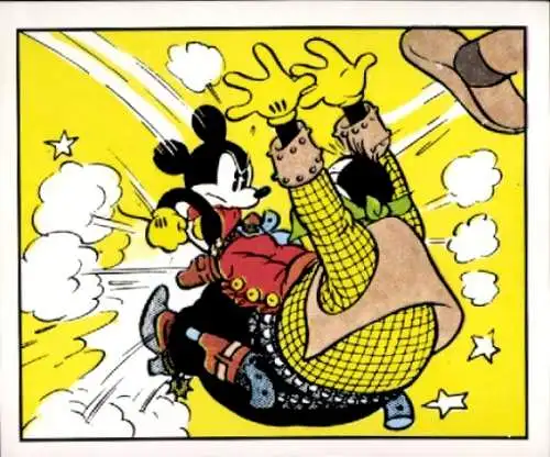 Sammelbild Disney Mickey Nr. 52 Micky Maus, Prügelei, Western