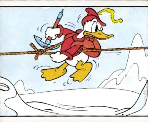 Sammelbild Disney Mickey Nr. 46 Donald Duck, Bergsteiger, Seil