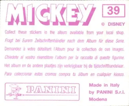 Sammelbild Disney Mickey Nr. 39 Micky Maus