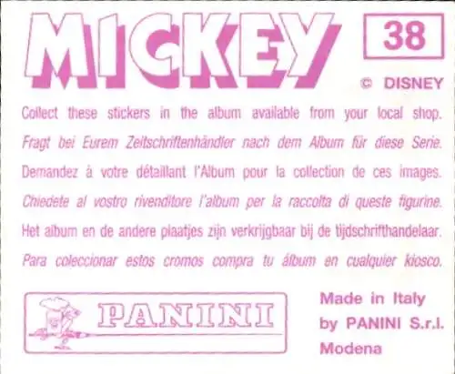 Sammelbild Disney Mickey Nr. 38 Micky Maus