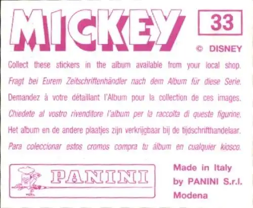 Sammelbild Disney Mickey Nr. 33 Micky Maus, Pluto